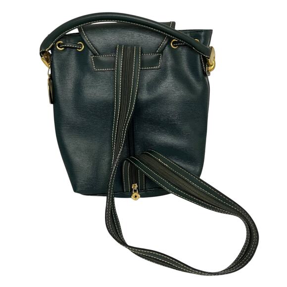 Vintage Samsonite Green Leather Drawstring Convertible Backpack - Picture 3 of 7